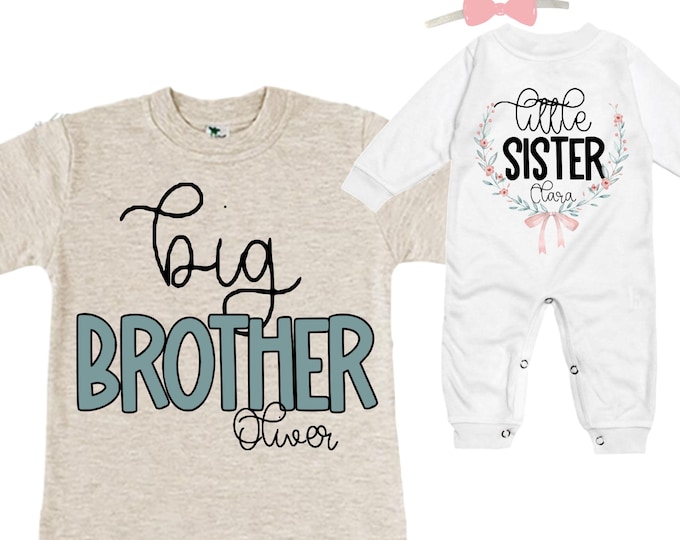 Big Brother/Little Sister Matching Sibling Set. Baby Shower Gift. Take Home Outfit. Matching Sibling Set