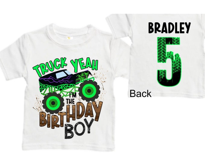 Personalized Monster Truck Crushing IT Birthday Shirt. FIVE Birthday. Boy's Truck Birthday Shirt. Monster Truck Racing Birthday Shirt.