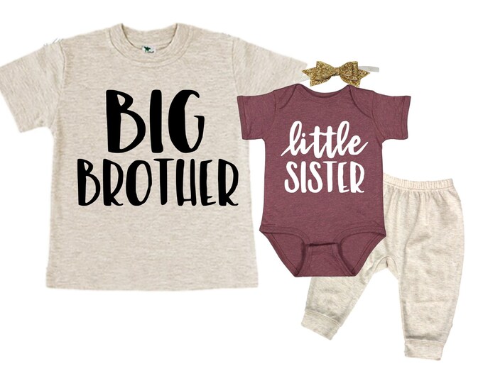 Big Brother/Little Sister Matching Sibling Set. Baby Shower Gift. Take Home Outfit. Matching Sibling Set