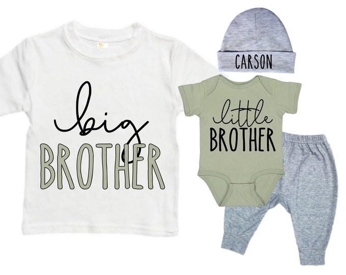 Big Brother/Little Brother Matching Sibling Set. Baby Shower Gift. Take Home Outfit. Matching Sibling Set