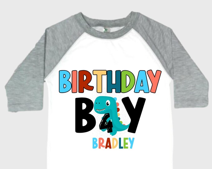 Personalized Dinosaur theme Birthday Shirt. Three Birthday. Boy's Dino Birthday Shirt. Dinosaur Birthday Shirt. THREE Rex