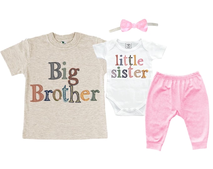 Big Brother/Little Sister Matching Sibling Set. Baby Shower Gift. Take Home Outfit. Matching Sibling Set