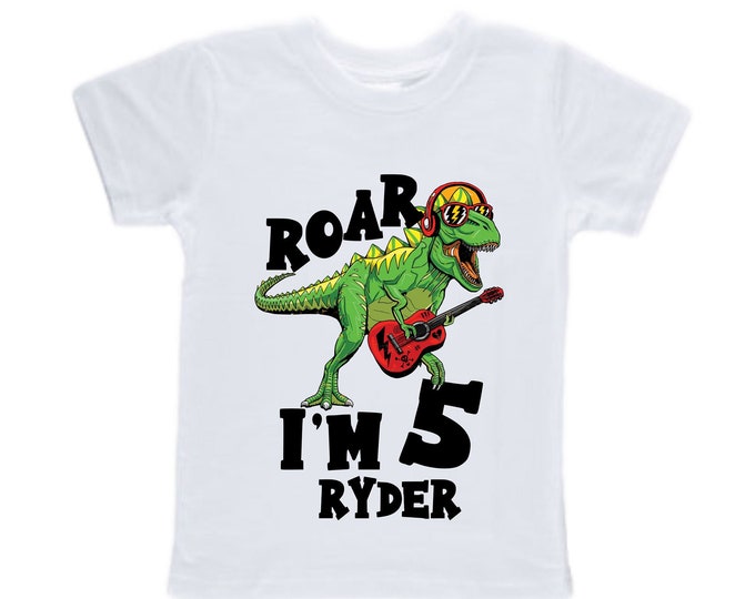 Personalized Dinosaur theme Birthday Shirt. FIVE Birthday. Boy's Dino Birthday Shirt. Dinosaur Birthday Shirt.