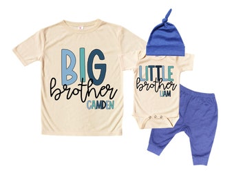 Big Brother/Little Brother Matching Sibling Set. Baby Shower Gift. Take Home Outfit. Matching Sibling Set
