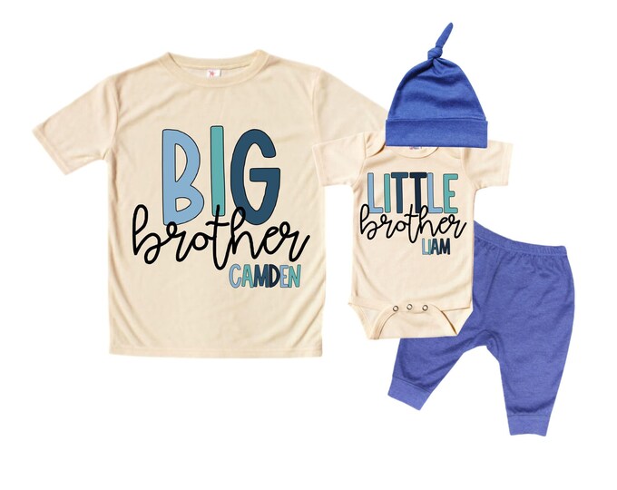 Big Brother/Little Brother Matching Sibling Set. Baby Shower Gift. Take Home Outfit. Matching Sibling Set