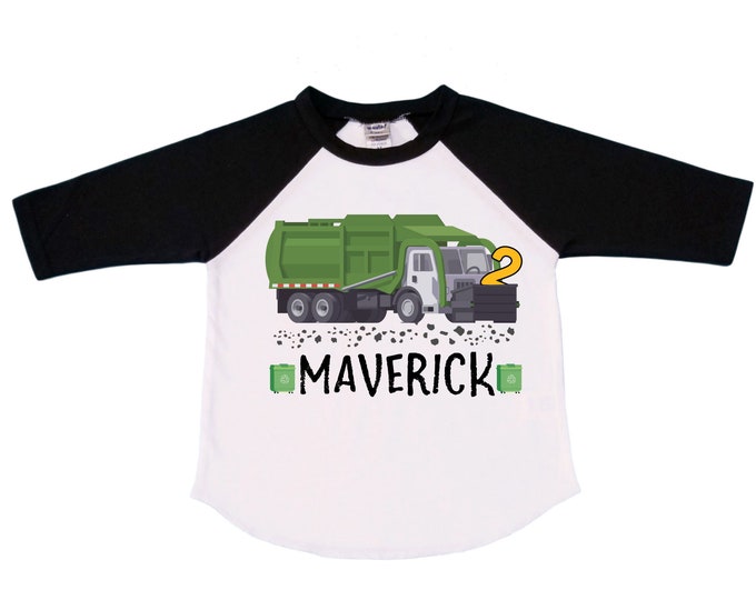 Personalized Trash Truck Garbage Truck theme Birthday Shirt. Two Birthday. Boy's Truck Birthday Shirt. Monster Truck Racing Birthday Shirt.