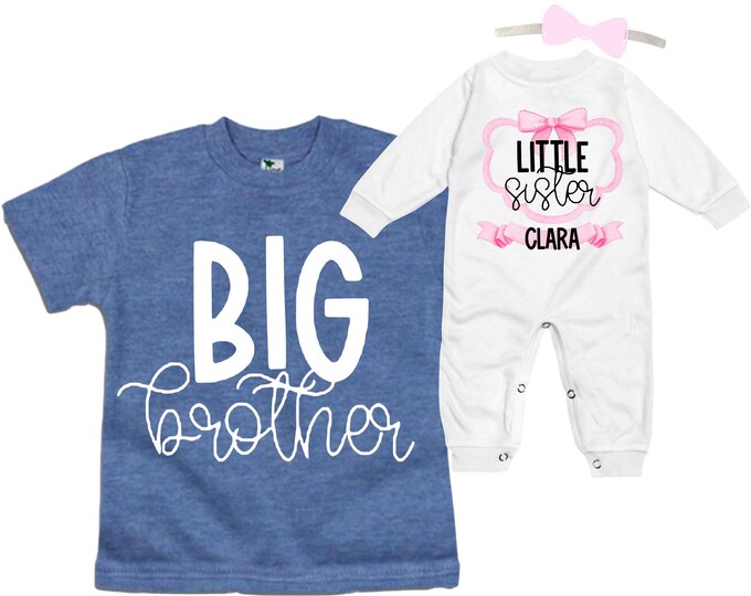Big Brother/Little Sister Matching Sibling Set. Baby Shower Gift. Take Home Outfit. Matching Sibling Set
