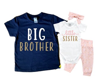 Big Brother/little Sister Matching Sibling Set. Baby Shower - Etsy