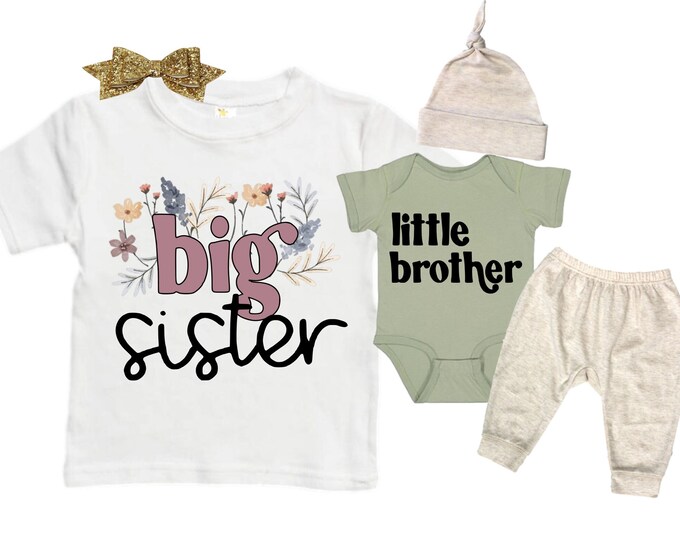 Big Sister SHIRT /Little Brother Matching Sibling Set. Baby Shower Gift. Take Home Outfit. Matching Sibling Set