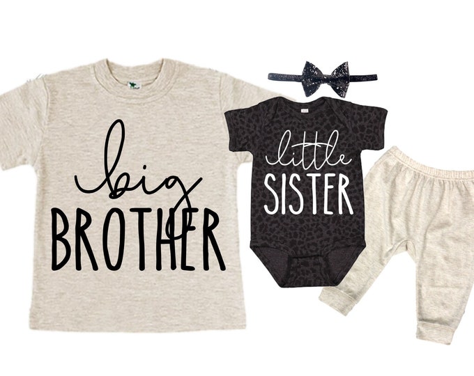 Big Brother/Little Sister Matching Sibling Set. Baby Shower Gift. Take Home Outfit. Matching Sibling Set