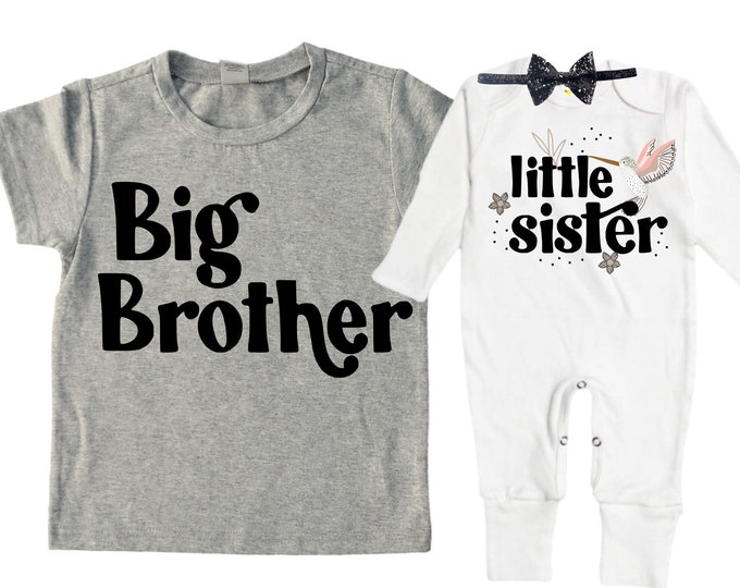 Big Brother/Little Sister Matching Sibling Set. Baby Shower Gift. Take Home Outfit. Matching Sibling Set