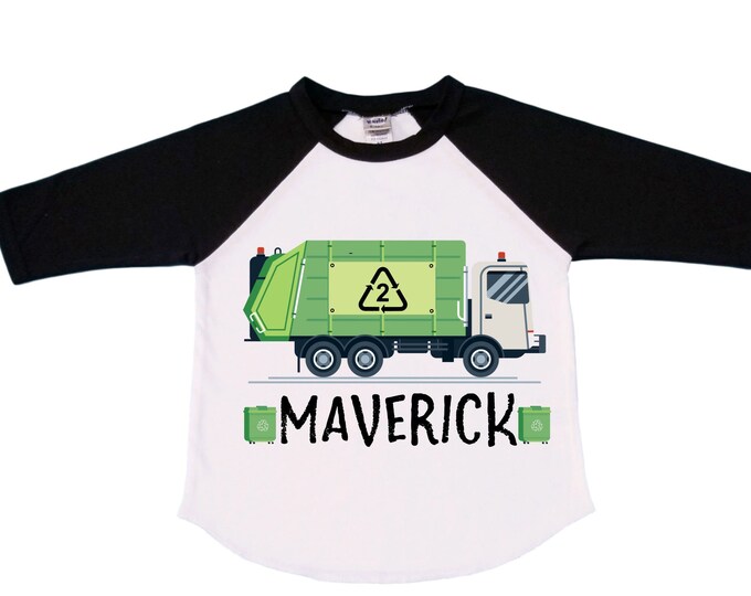 Personalized Trash Truck Garbage Truck theme Birthday Shirt. Two Birthday. Boy's Truck Birthday Shirt. Monster Truck Racing Birthday Shirt.