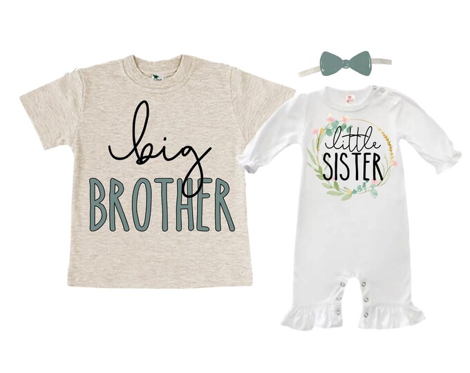 Big Brother/Little Sister Matching Sibling Set. Baby Shower Gift. Take Home Outfit. Matching Sibling Set