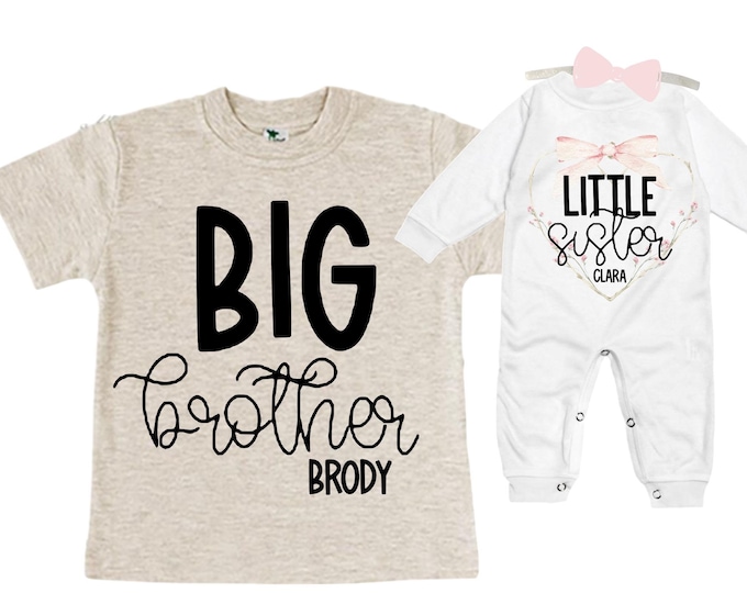 Big Brother/Little Sister Matching Sibling Set. Baby Shower Gift. Take Home Outfit. Matching Sibling Set