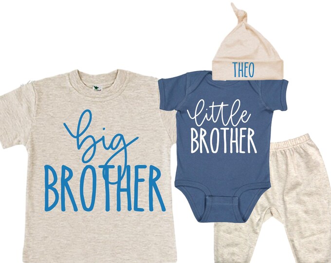 Big Brother/Little Brother Matching Sibling Set. Baby Shower Gift. Take Home Outfit. Matching Sibling Set