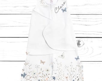 Personalized Baby Swaddle Sack - Name Baby Outfit. Baby Shower Gift. New Born Bring Home Outfit.