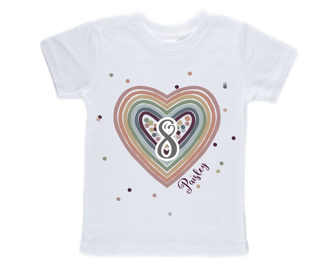 Personalized Rainbow EIGHT Birthday Girl Shirt. Cake Smash Short Sleeve Birthday Shirt. 8th . Birthday Shirt