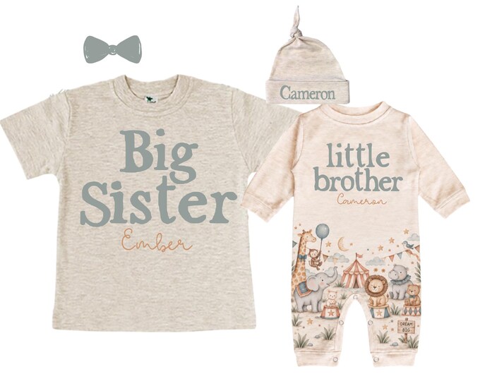 Big Sister/Little Brother Matching Sibling Set. Baby Shower Gift. Take Home Outfit. Matching Sibling Set
