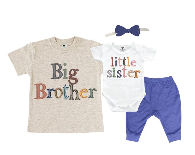 Big Brother/Little Sister Matching Sibling Set. Baby Shower Gift. Take Home Outfit. Matching Sibling Set