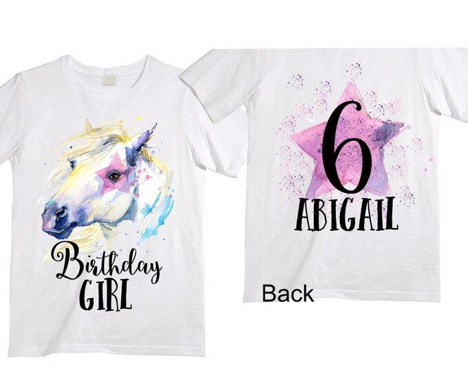 Personalized Horse Unicorn theme Birthday Shirt. Six Birthday. Girl's Floral Dino Birthday Shirt. Dinosaur Birthday Shirt.  6th Birthday