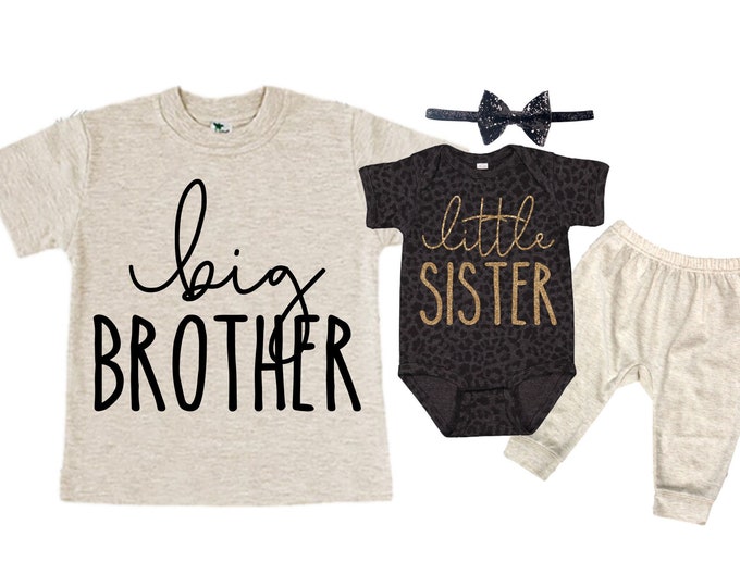 Big Brother/Little Sister Matching Sibling Set. Baby Shower Gift. Take Home Outfit. Matching Sibling Set
