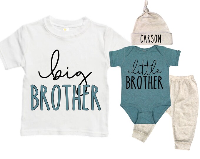 Big Brother/Little Brother Matching Sibling Set. Baby Shower Gift. Take Home Outfit. Matching Sibling Set