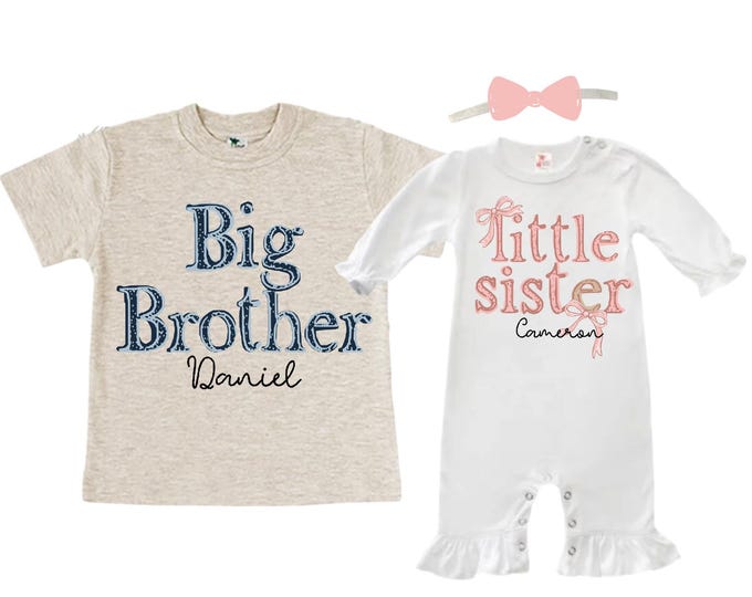 Big Brother/Little Sister Matching Sibling Set. Baby Shower Gift. Take Home Outfit. Matching Sibling Set