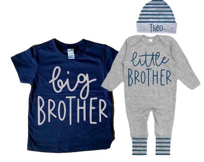 Big Brother/Little Brother Matching Sibling Set. Baby Shower Gift. Take Home Outfit. Matching Sibling Set
