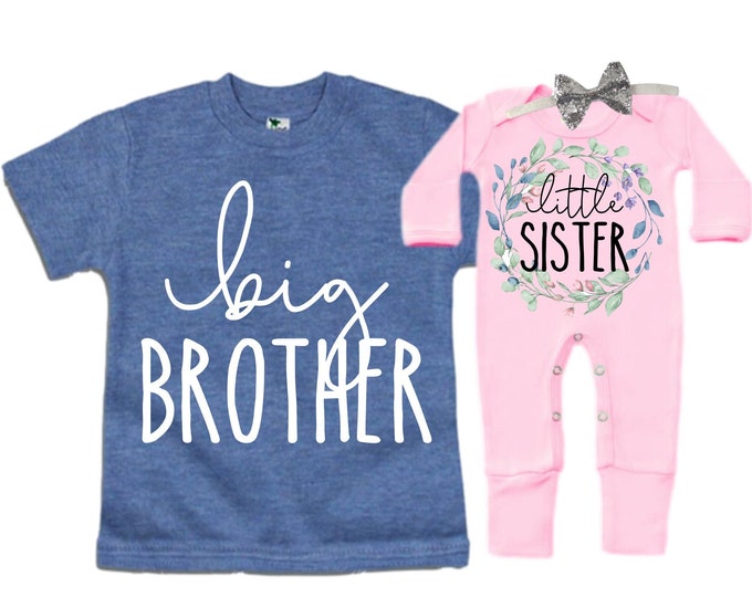 Big Brother/Little Sister Matching Sibling Set. Baby Shower Gift. Take Home Outfit. Matching Sibling Set