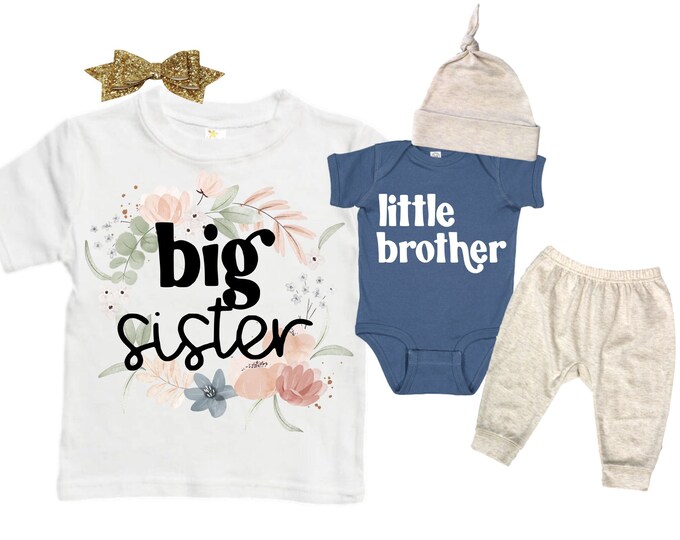 Big Sister SHIRT /Little Brother Matching Sibling Set. Baby Shower Gift. Take Home Outfit. Matching Sibling Set
