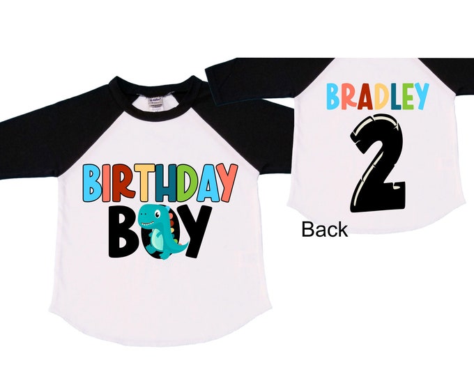 Personalized Two Rex Dinosaur theme Birthday Shirt. Two Birthday. Boy's Dino Birthday Shirt. Dinosaur Birthday Shirt.