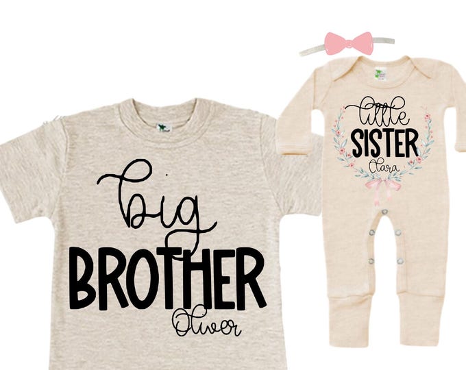 Big Brother/Little Sister Matching Sibling Set. Baby Shower Gift. Take Home Outfit. Matching Sibling Set