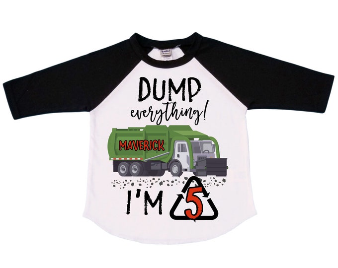 Personalized Dump Everything! I'm 5 Trash Truck / Garbage Truck FIVEtheme Birthday Shirt. FIVE Birthday. Birthday. Trash Truck Birthday .