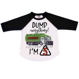 Personalized Dump Everything! I'm 5 Trash Truck / Garbage Truck FIVEtheme Birthday Shirt. FIVE Birthday. Birthday. Trash Truck Birthday .