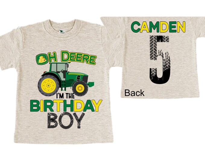 Personalized Green Tractor Truck FIVE Raglan Monster Truck theme Birthday Shirt. FIVE Birthday. Racing Birthday . Tractor Truck Birthday .
