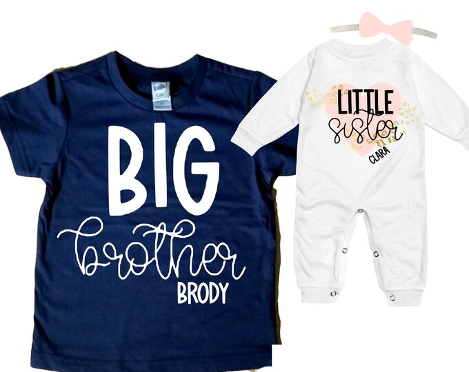 Big Brother/Little Sister Matching Sibling Set. Baby Shower Gift. Take Home Outfit. Matching Sibling Set