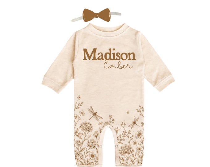 SET - Personalized Name Baby Outfit. Baby Shower Gift. New Born Bring Home Outfit.