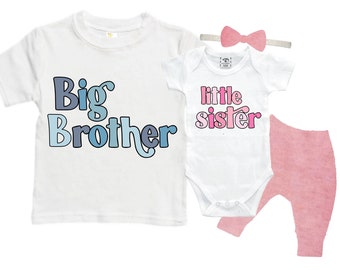Big Brother/Little Sister Matching Sibling Set. Baby Shower Gift. Take Home Outfit. Matching Sibling Set