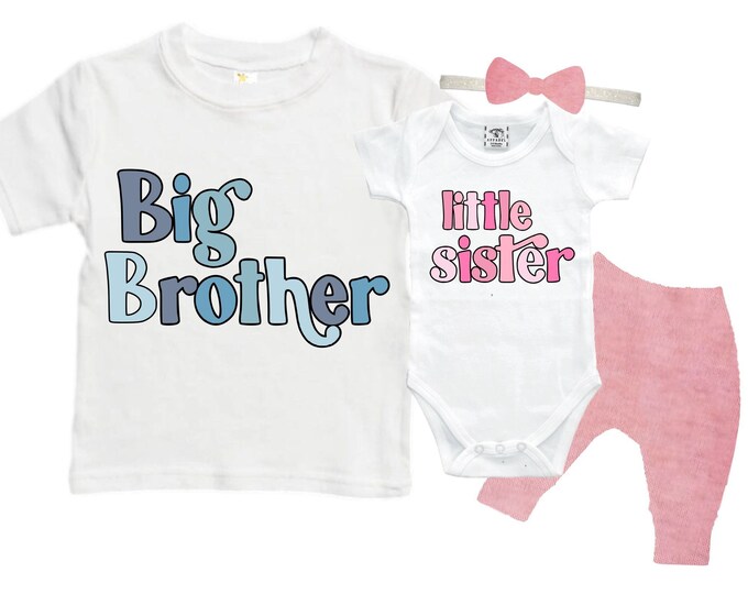 Big Brother/Little Sister Matching Sibling Set. Baby Shower Gift. Take Home Outfit. Matching Sibling Set