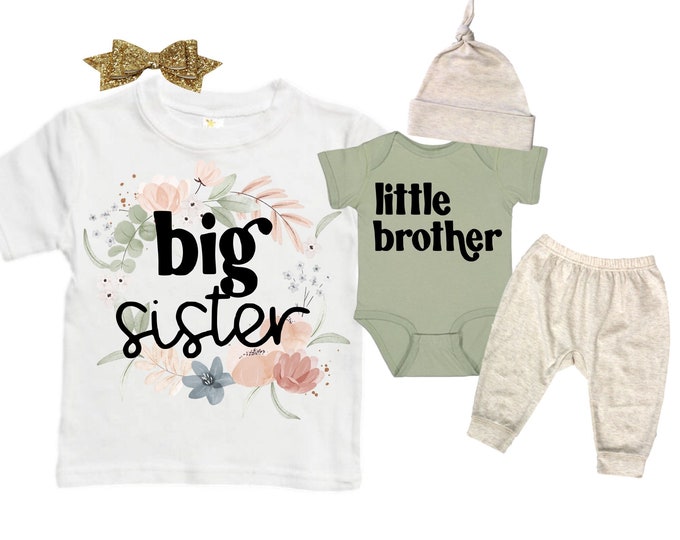 Big Sister SHIRT /Little Brother Matching Sibling Set. Baby Shower Gift. Take Home Outfit. Matching Sibling Set