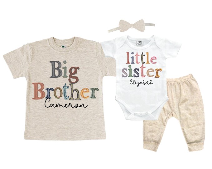 Big Brother/Little Sister Matching Sibling Set. Baby Shower Gift. Take Home Outfit. Matching Sibling Set