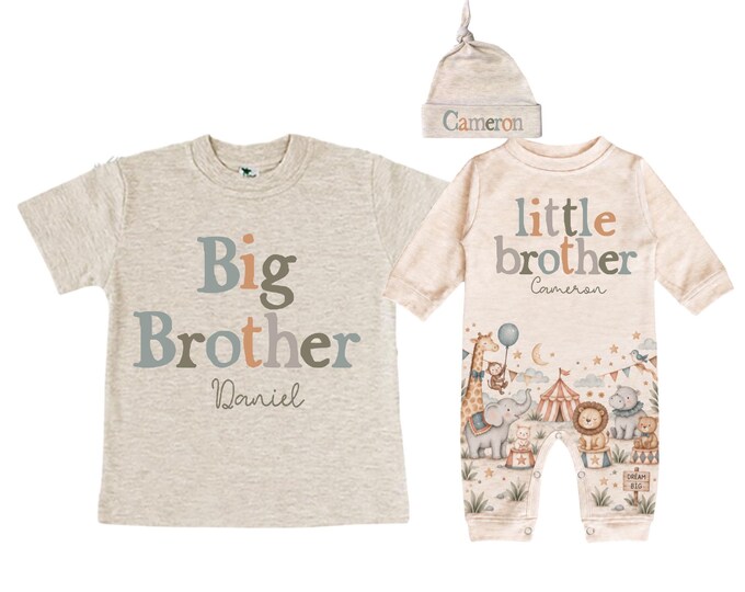 Big Brother/Little Brother Matching Sibling Set. Baby Shower Gift. Take Home Outfit. Matching Sibling Set