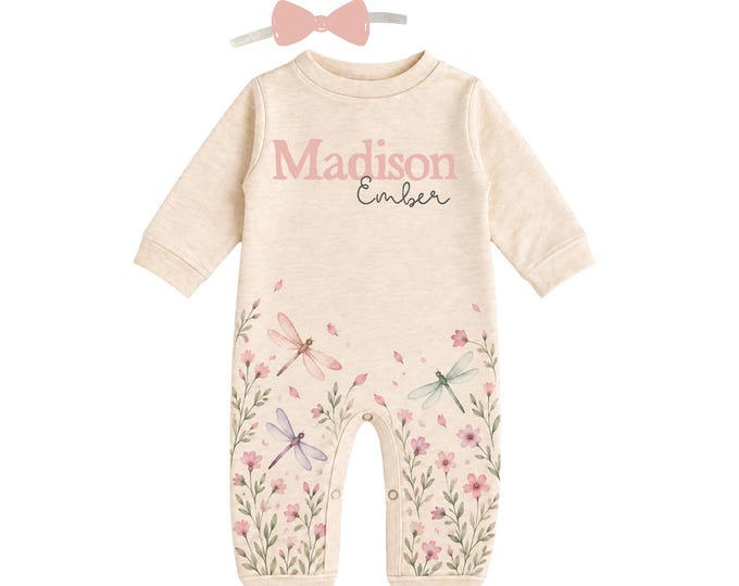 SET - Personalized Name Baby Outfit. Baby Shower Gift. New Born Bring Home Outfit.