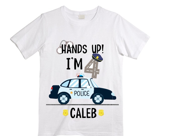 Personalized Hands Up! I'm 4 FOUR Raglan Monster Truck theme Birthday Shirt. Fourth Birthday. Boy's Racing Birthday . Tractor Birthday .