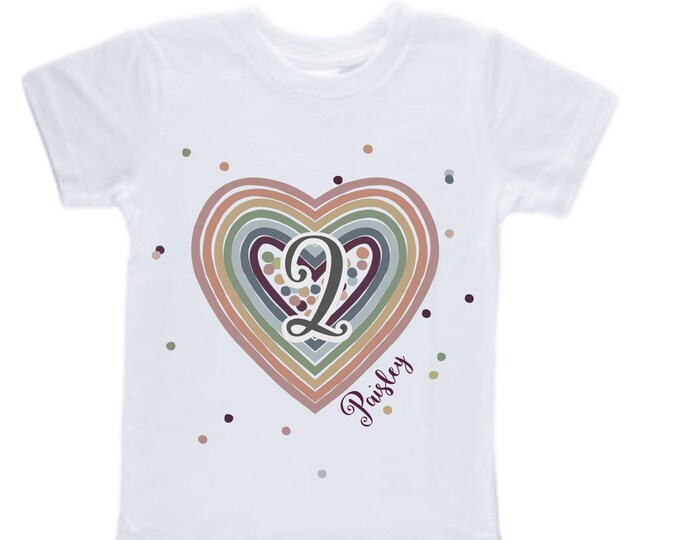 Personalized Rainbow TWO Birthday Girl Shirt. Cake Smash Sleeve Birthday Shirt. TWO . Birthday Shirt
