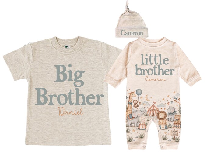 Big Brother/Little Brother Matching Sibling Set. Baby Shower Gift. Take Home Outfit. Matching Sibling Set