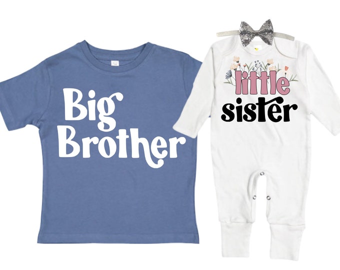 Big Brother/Little Sister Matching Sibling Set. Baby Shower Gift. Take Home Outfit. Matching Sibling Set