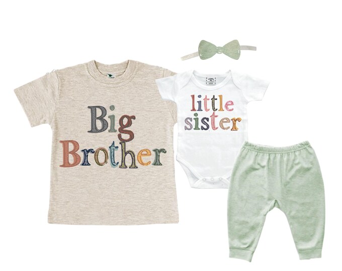 Big Brother/Little Sister Matching Sibling Set. Baby Shower Gift. Take Home Outfit. Matching Sibling Set