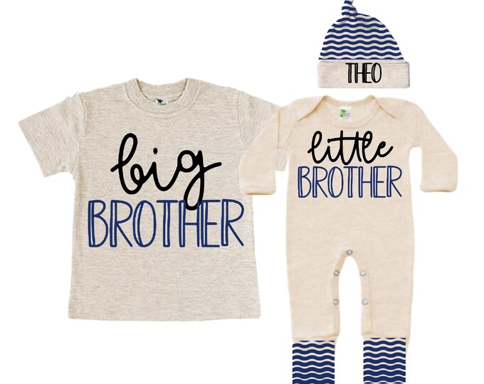 Big Brother/Little Brother Matching Sibling Set. Baby Shower Gift. Take Home Outfit. Matching Sibling Set