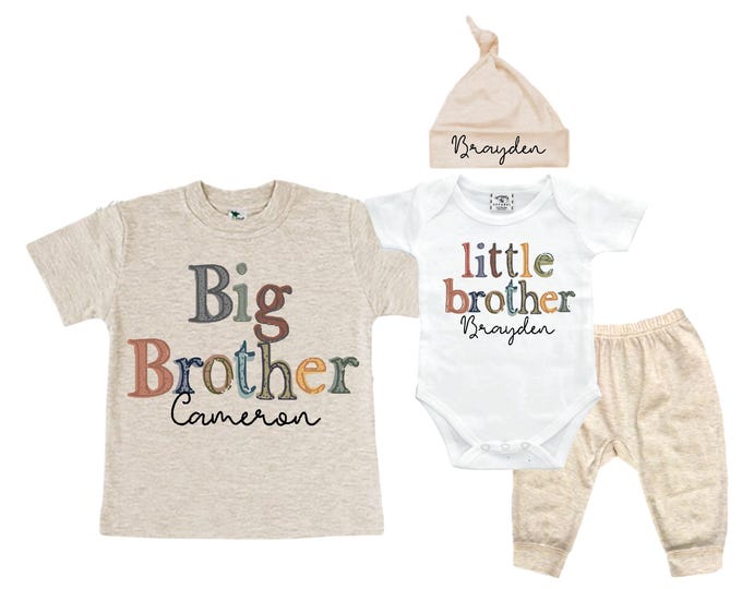 Big Brother/Little Brother Matching Sibling Set. Baby Shower Gift. Take Home Outfit. Matching Sibling Set